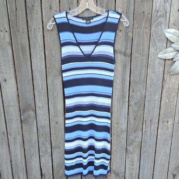 Guess Collection Striped Blue and Black Sleeveless Dress - Picture 4 of 7